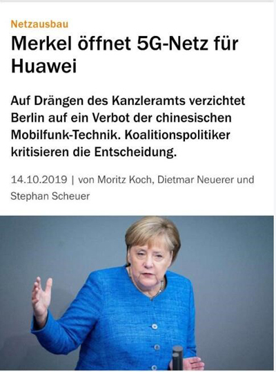 德国取消中国禁令，不再封锁华为向德国提供 5G 设备