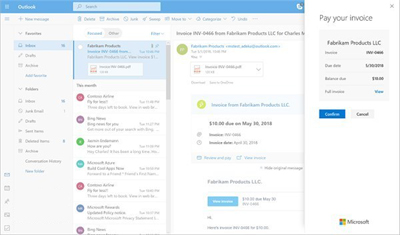 微软将为Outlook推Microsoft Pay