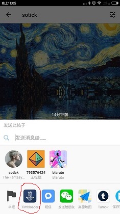 选择分享到 Timbloader for Tumblr