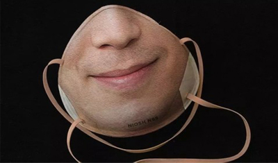 一款带有面部信息N95口罩佩戴苹果手机可面容解锁